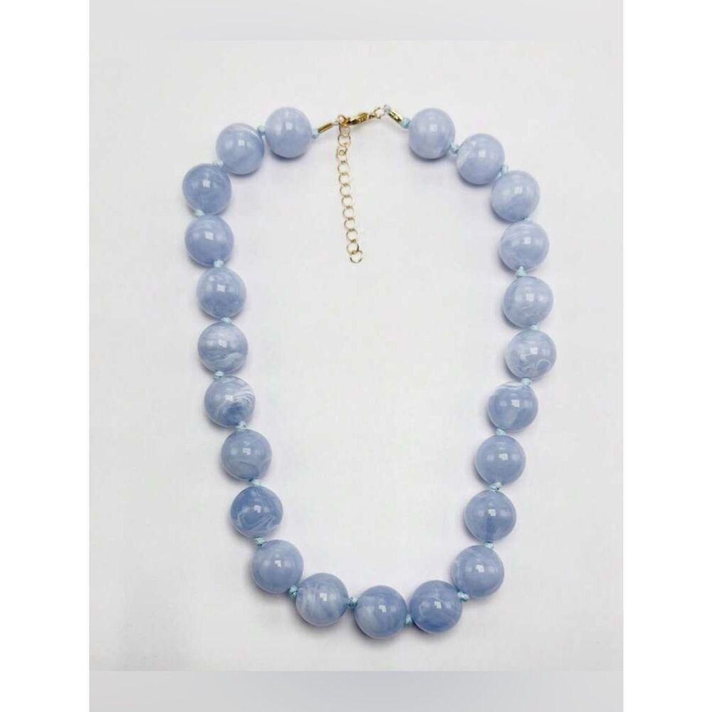 Blue Beaded Statement Necklace S1393